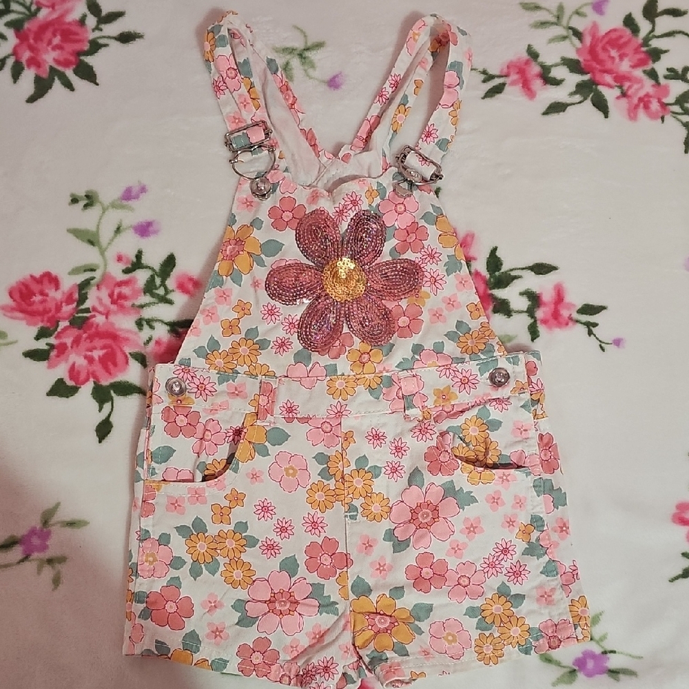 Jean Floral Kids Overalls